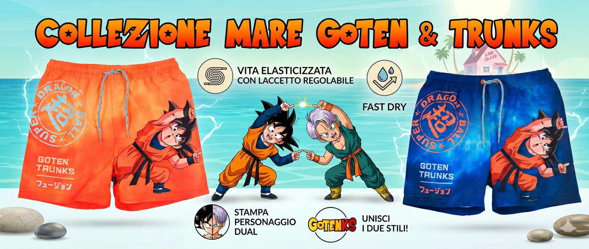 Costume da Bagno Dragon Ball Super Modello Pantaloncini Mare Bermuda Bambini - Ez18119blu