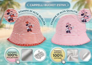 Cappello Minnie DISNEY Berretto Modello Alla Pescatora Bucket Bambina - Ez45006rosso