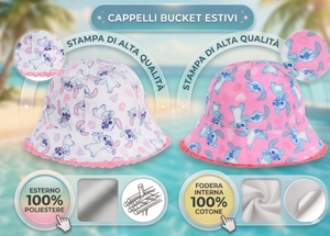 Cappello Stitch DISNEY Berretto Modello Alla Pescatora Bucket Bambina - Ez45001fucsia