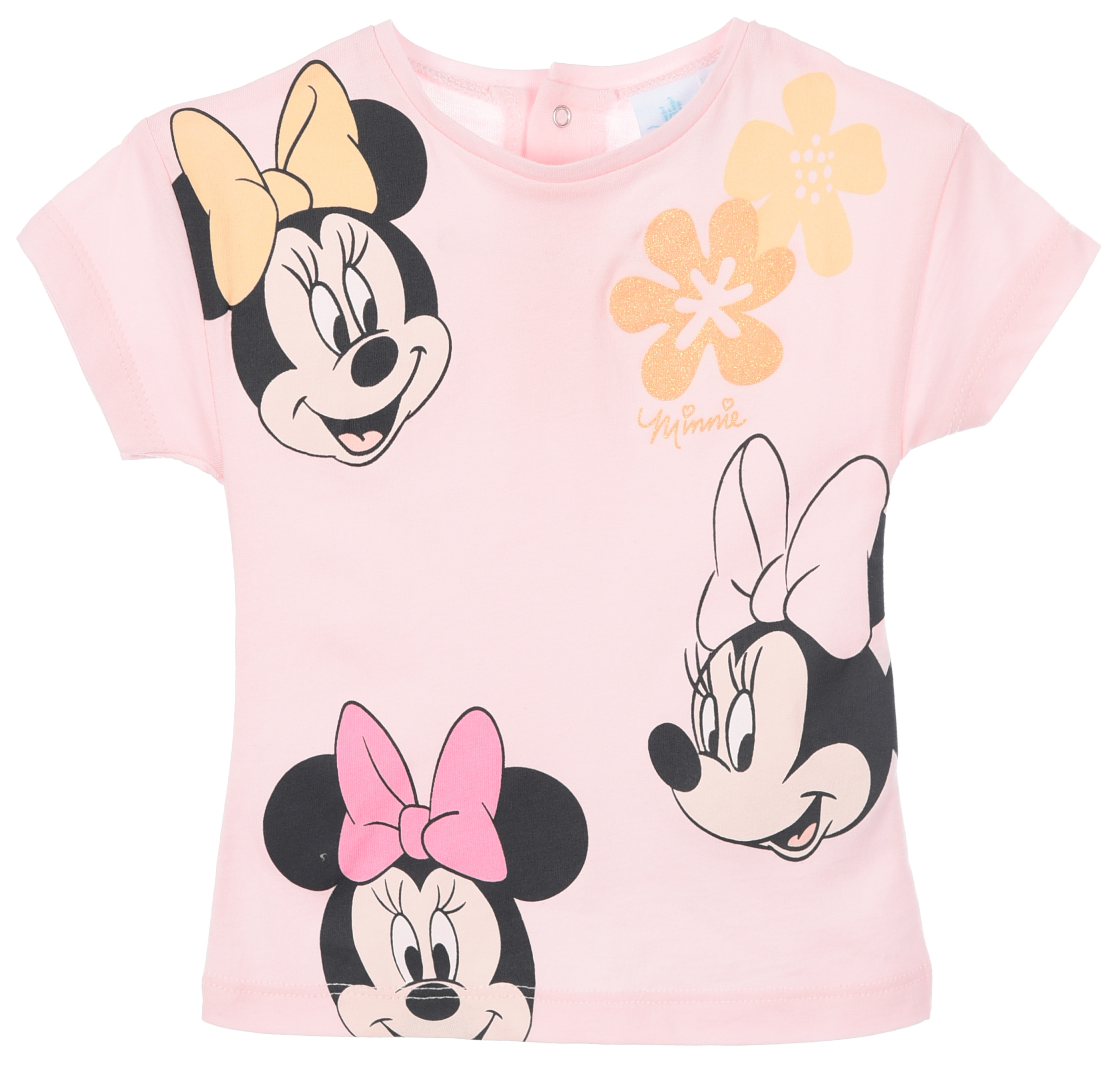 T-Shirt Maniche Corte Minnie DISNEY Maglietta 100% Cotone Dettagli Glitter Neonata - Ez00008rosa