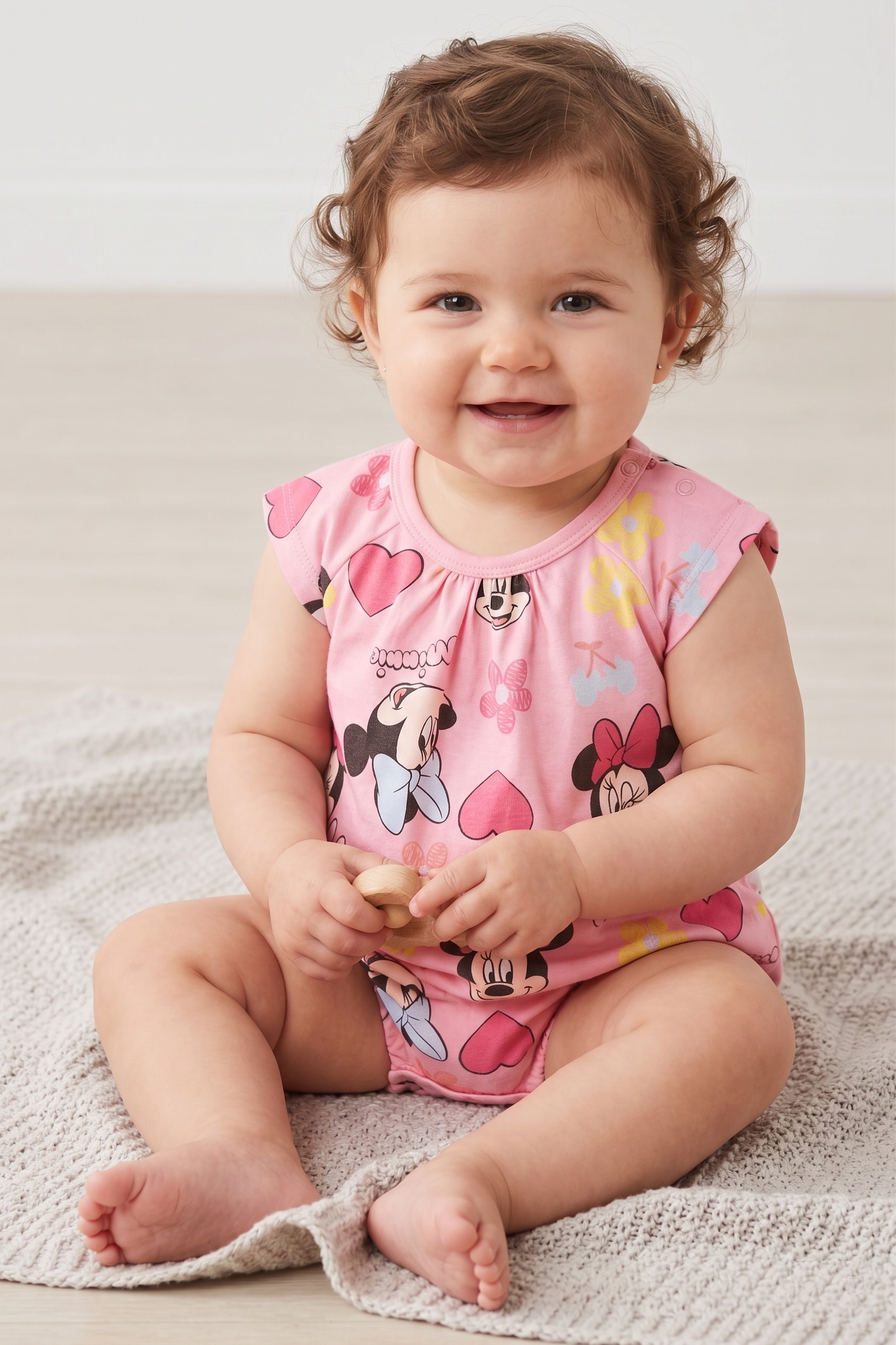 Pagliaccetto Minnie DISNEY Body Smanicato 100% Cotone Neonata - Ez00005rosa
