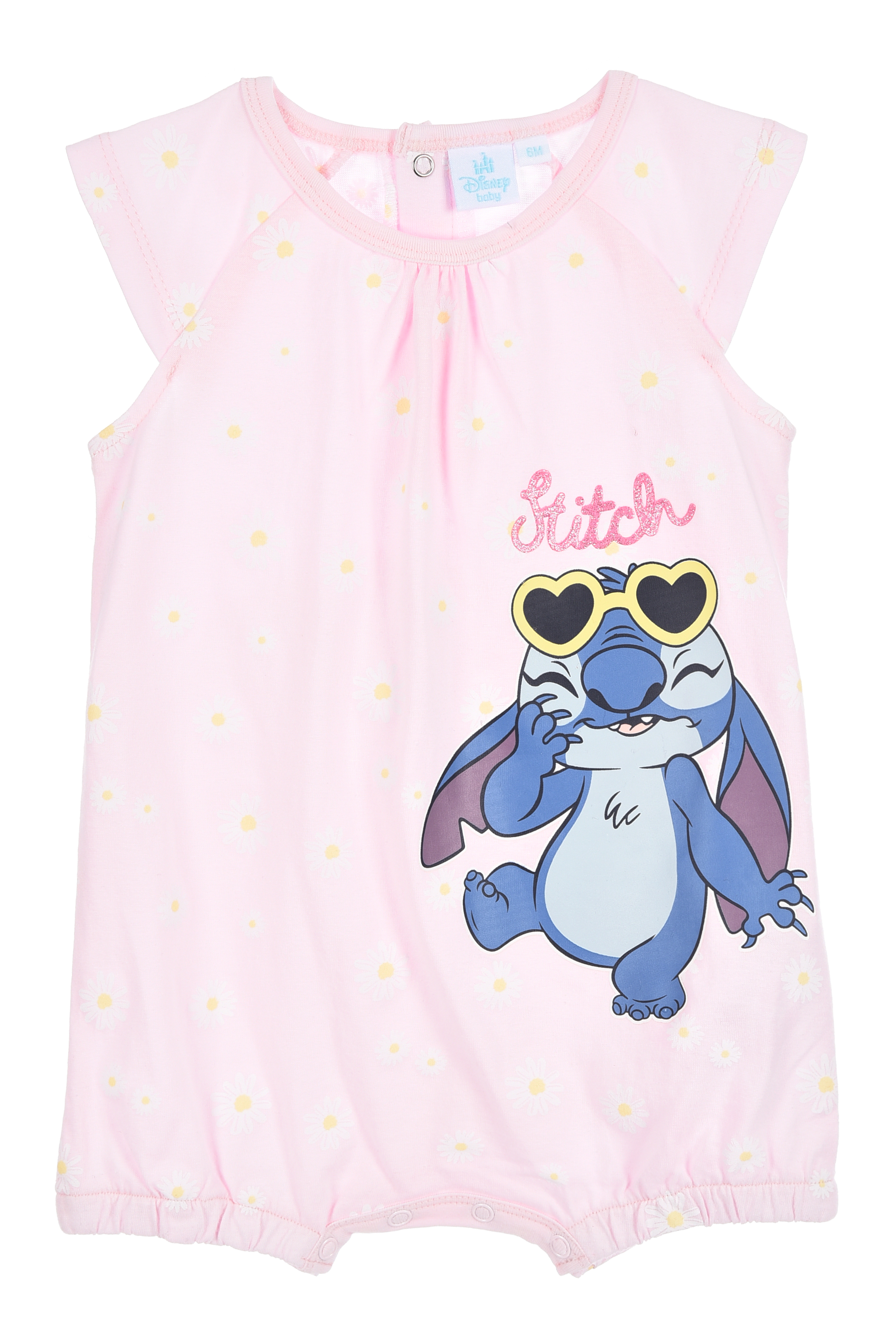 Pagliaccetto Stitch DISNEY Body Smanicato 100% Cotone Neonata - Ez00001rosa
