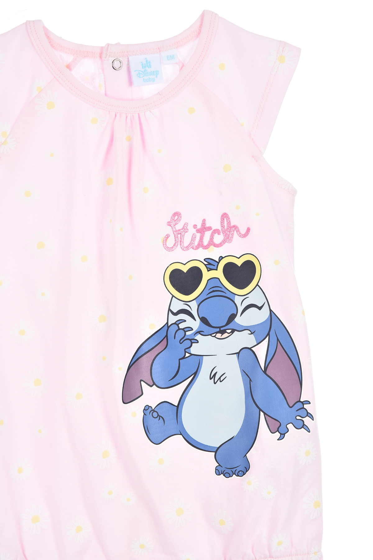 Pagliaccetto Stitch DISNEY Body Smanicato 100% Cotone Neonata - Ez00001rosa
