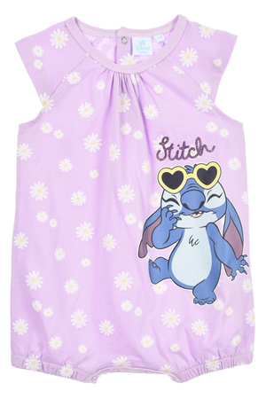 Pagliaccetto Stitch DISNEY Body Smanicato 100% Cotone Neonata - Ez00001lilla