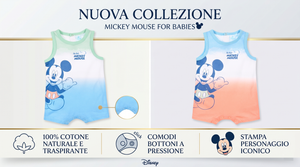Pagliaccetto Topolino DISNEY Body Smanicato 100% Cotone Neonato - Ez00010blu