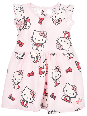 Abito Hello Kitty Sanrio Smanicato Neonata Vestitino Scamiciata in Cotone - Ez00016rosa
