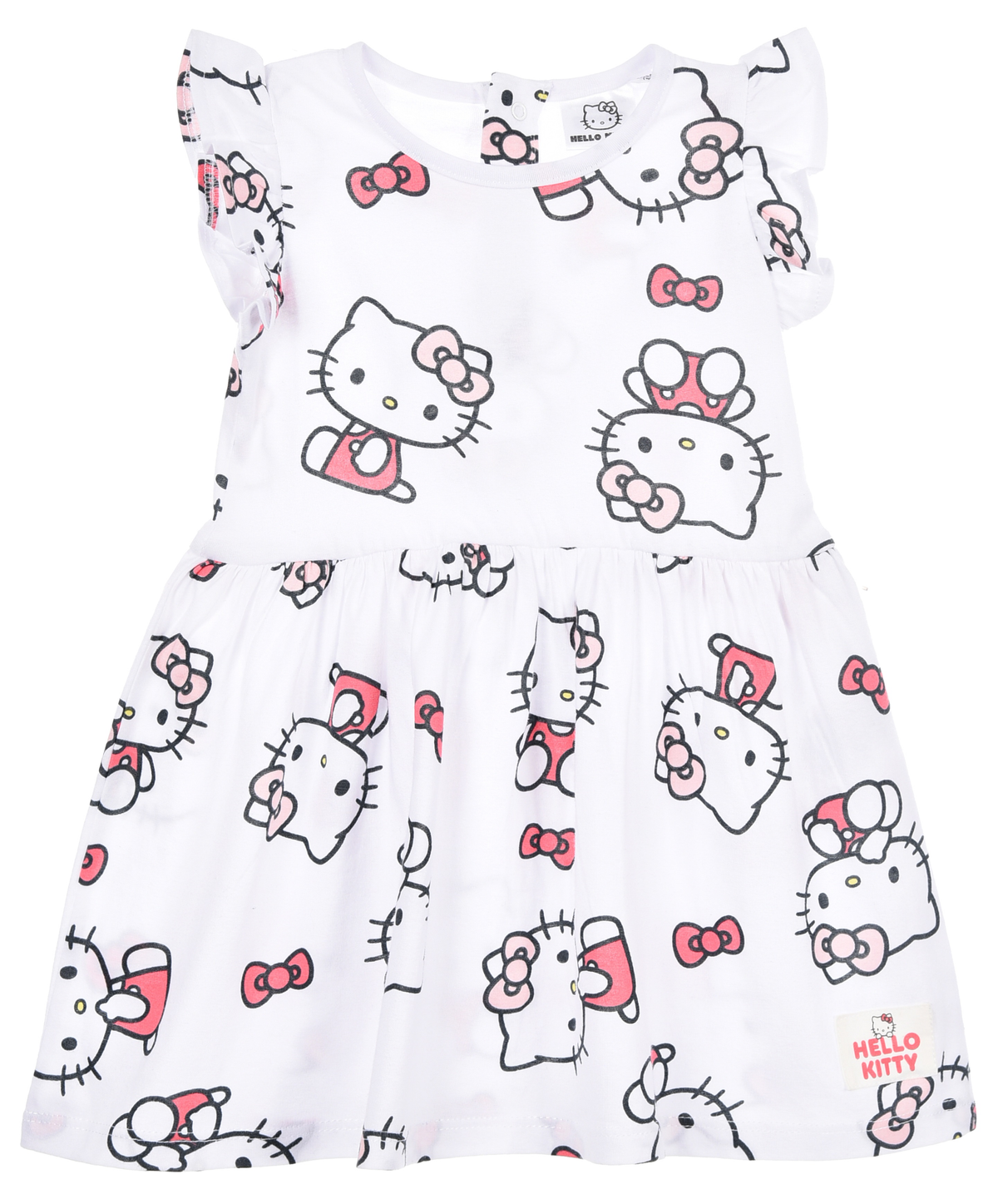 Abito Hello Kitty Sanrio Smanicato Neonata Vestitino Scamiciata in Cotone - Ez00016bianco