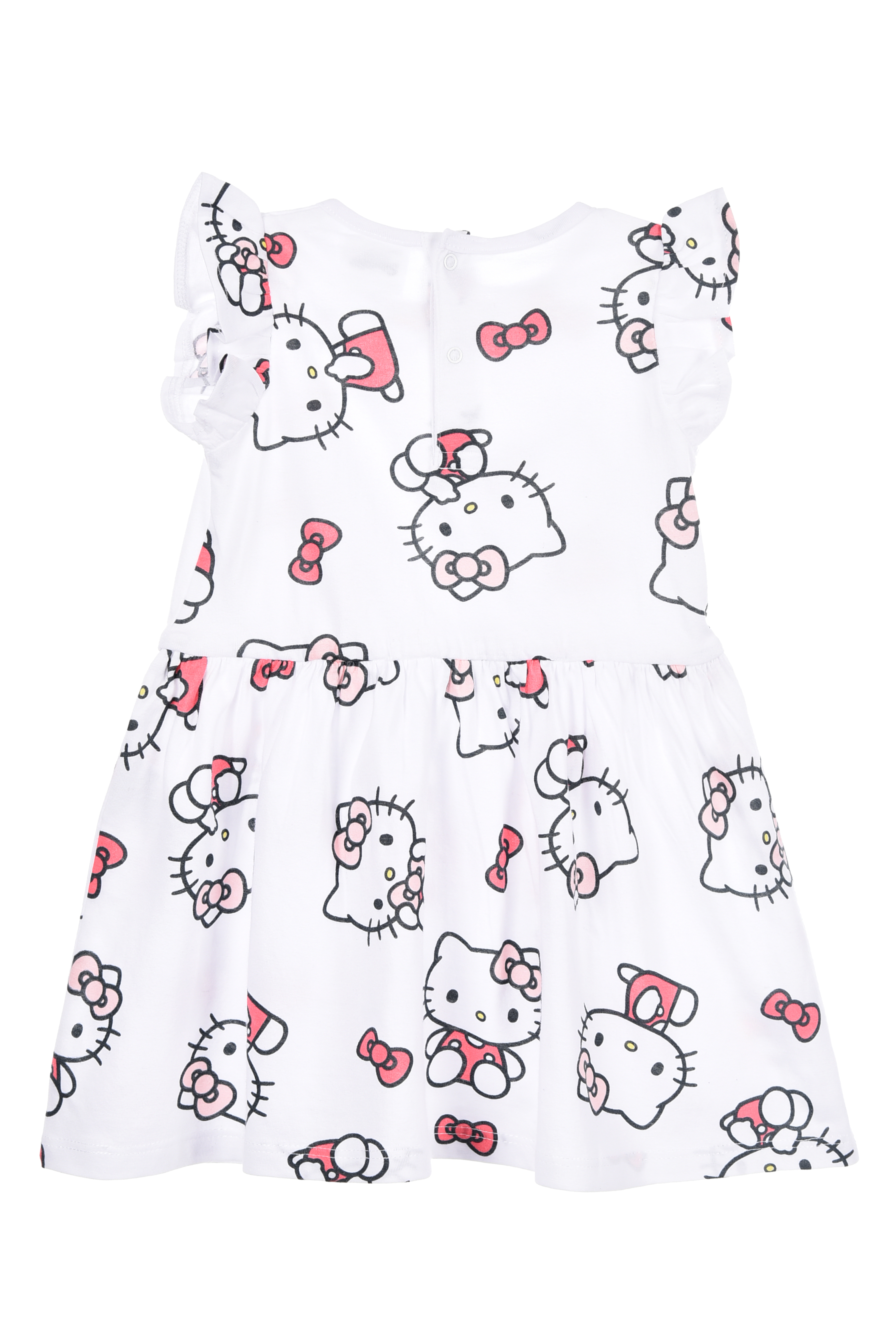 Abito Hello Kitty Sanrio Smanicato Neonata Vestitino Scamiciata in Cotone - Ez00016bianco