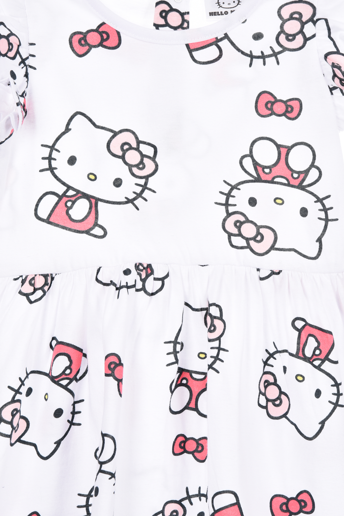 Abito Hello Kitty Sanrio Smanicato Neonata Vestitino Scamiciata in Cotone - Ez00016bianco