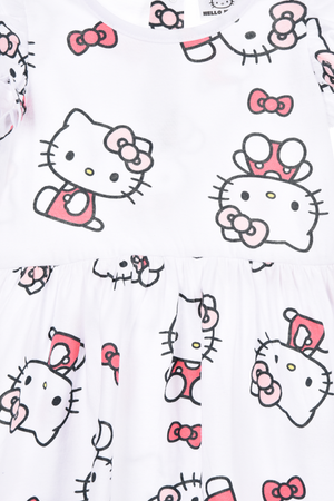Abito Hello Kitty Sanrio Smanicato Neonata Vestitino Scamiciata in Cotone - Ez00016bianco