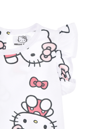 Abito Hello Kitty Sanrio Smanicato Neonata Vestitino Scamiciata in Cotone - Ez00016bianco