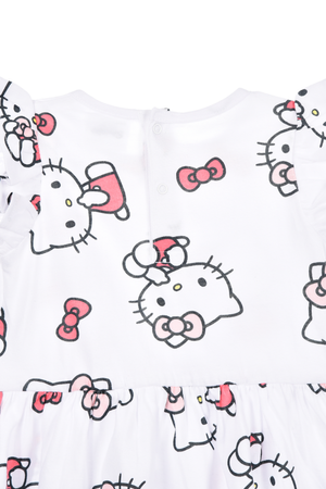 Abito Hello Kitty Sanrio Smanicato Neonata Vestitino Scamiciata in Cotone - Ez00016bianco