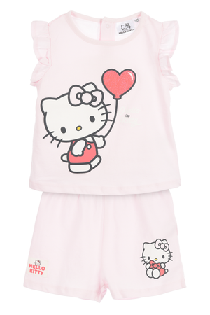 Completo Hello Kitty Sanrio 2 Pezzi Canotta e Shorts in Cotone Neonata - Ez00017rosa