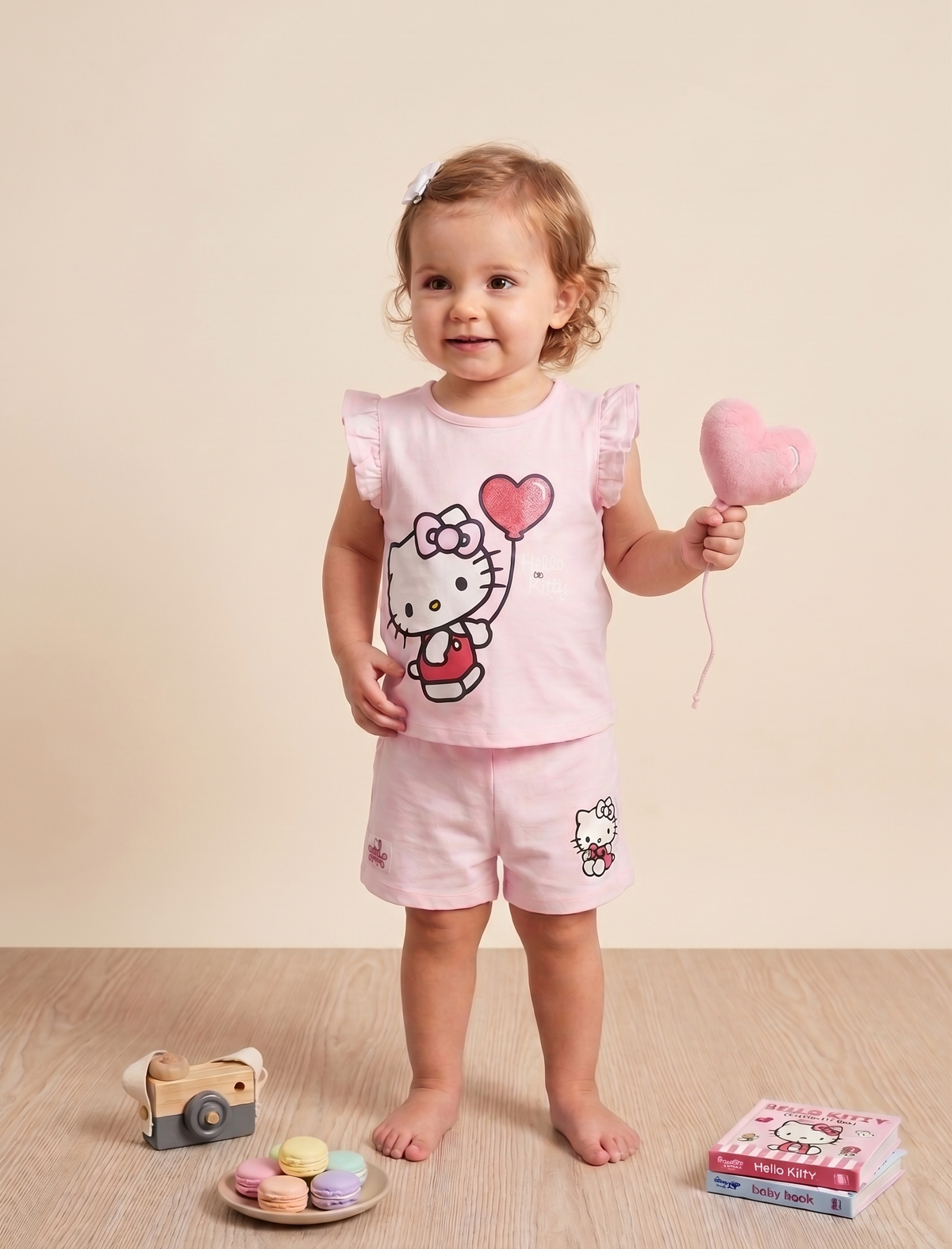 Completo Hello Kitty Sanrio 2 Pezzi Canotta e Shorts in Cotone Neonata - Ez00017rosa