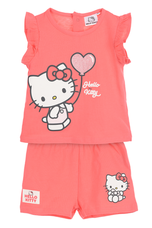 Completo Hello Kitty Sanrio 2 Pezzi Canotta e Shorts in Cotone Neonata - Ez00017rosso