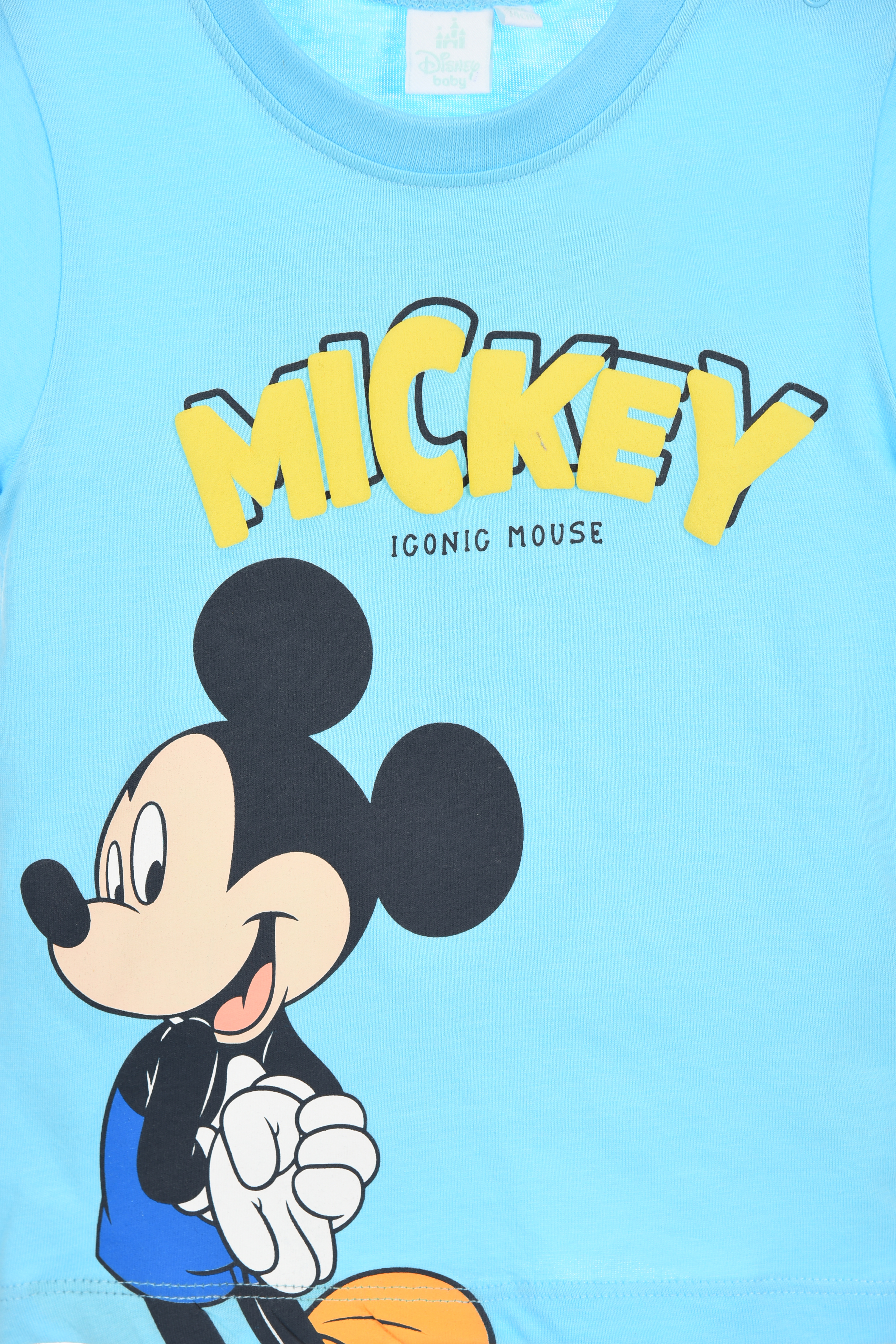 T-Shirt Maniche Corte Topolino DISNEY Maglietta 100% Cotone Neonato - Ez00011azzurro