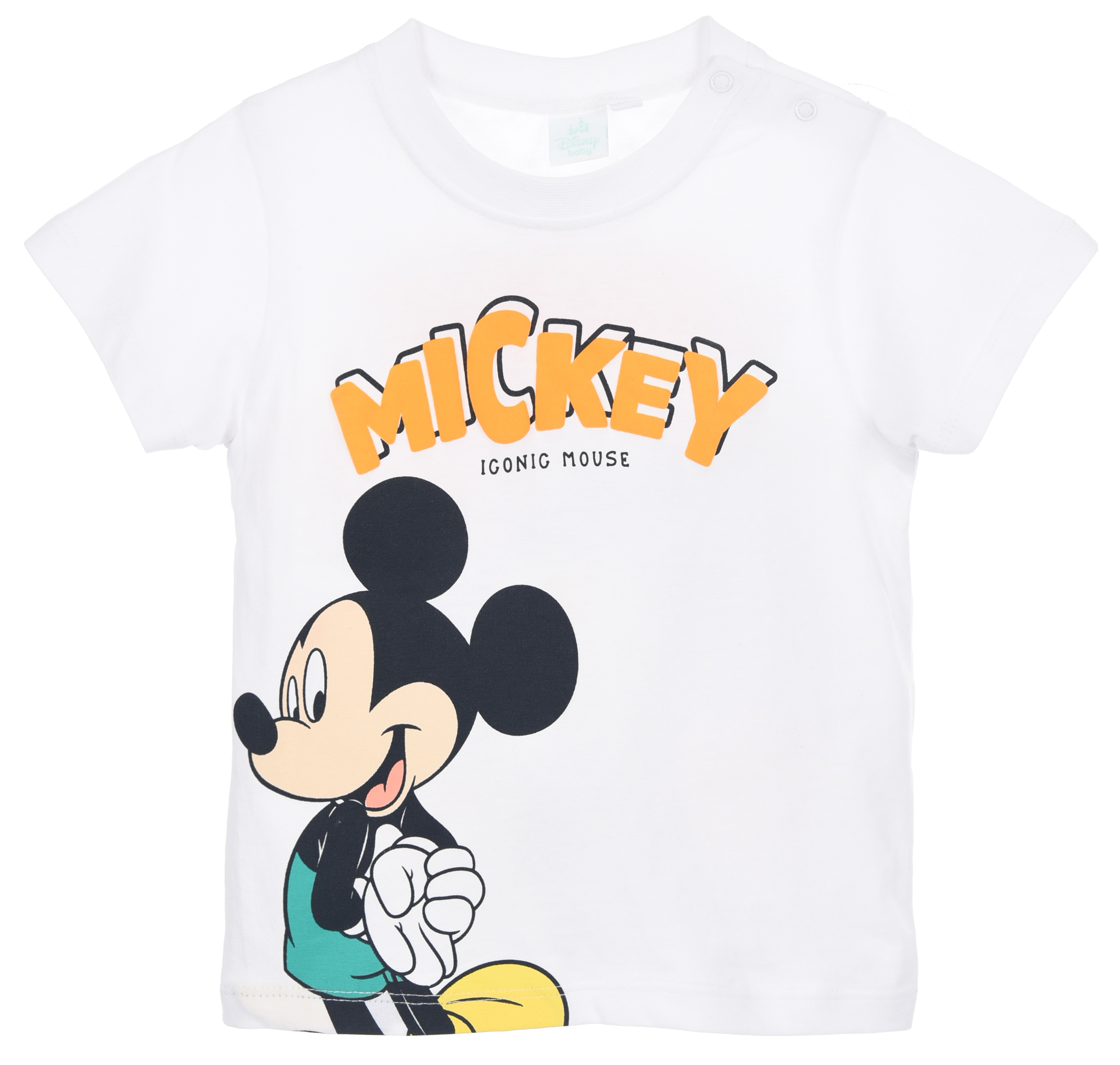 T-Shirt Maniche Corte Topolino DISNEY Maglietta 100% Cotone Neonato - Ez00011bianco