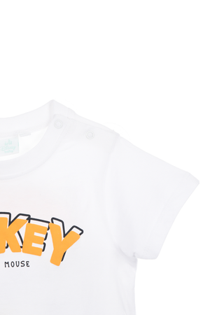 T-Shirt Maniche Corte Topolino DISNEY Maglietta 100% Cotone Neonato - Ez00011bianco