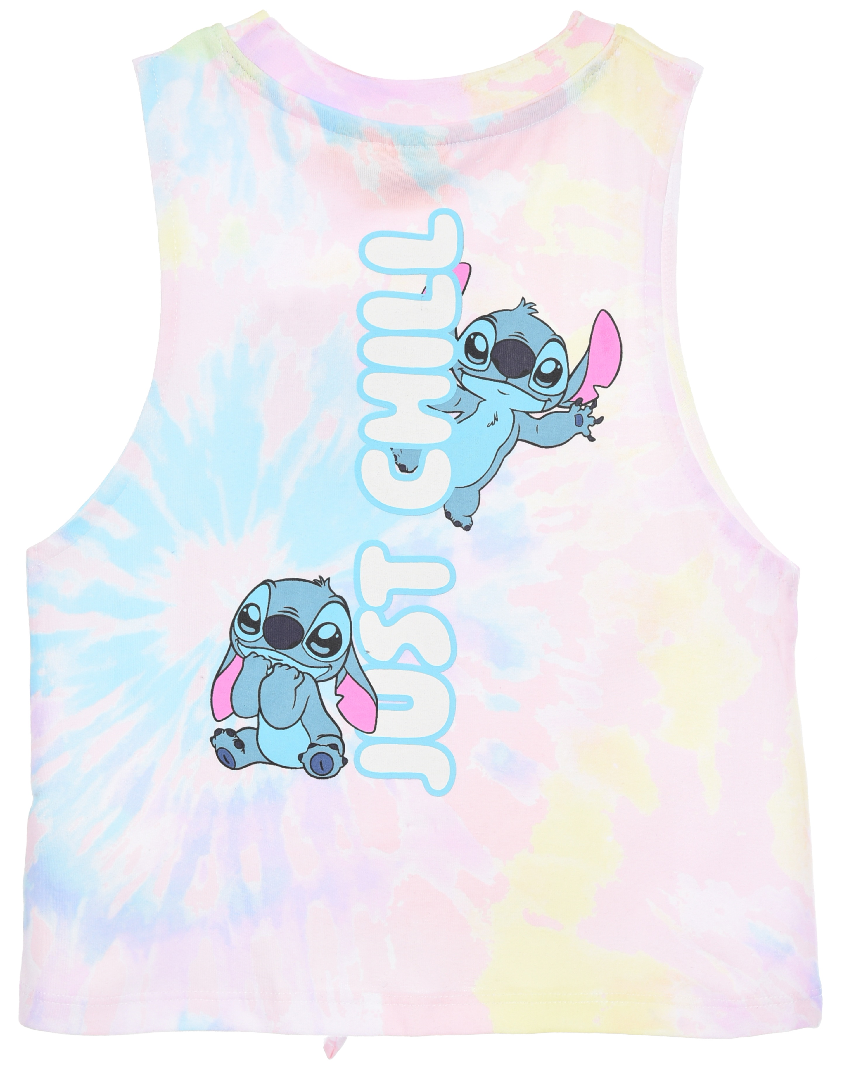 Canotta Stitch DISNEY Bambina Smanicata Tie-Dye con Nodo Frontale 100% Cotone - Ez10051rosa