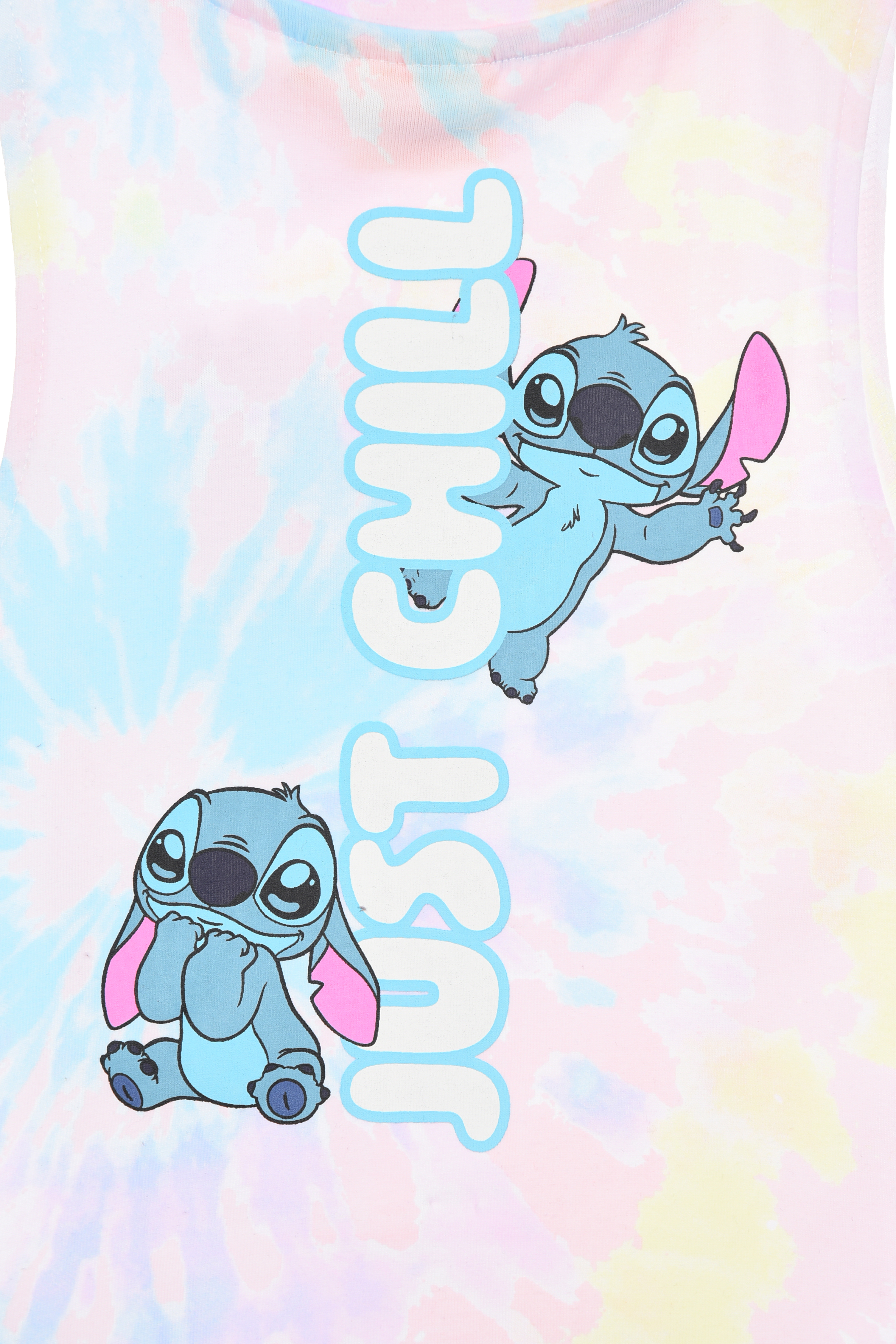 Canotta Stitch DISNEY Bambina Smanicata Tie-Dye con Nodo Frontale 100% Cotone - Ez10051rosa