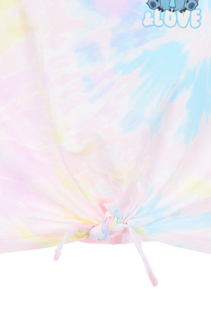Canotta Stitch DISNEY Bambina Smanicata Tie-Dye con Nodo Frontale 100% Cotone - Ez10051rosa