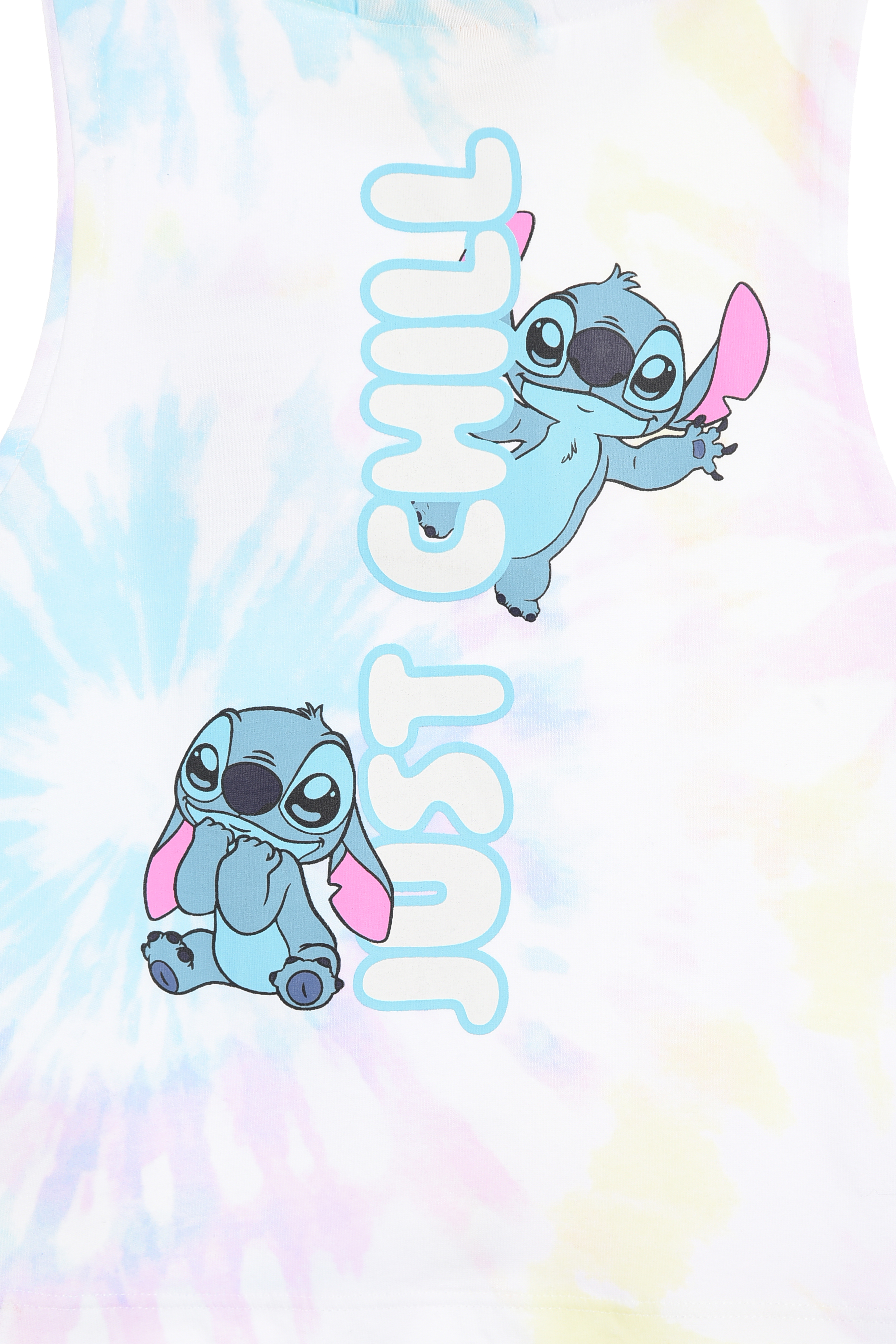 Canotta Stitch DISNEY Bambina Smanicata Tie-Dye con Nodo Frontale 100% Cotone - Ez10051bianco