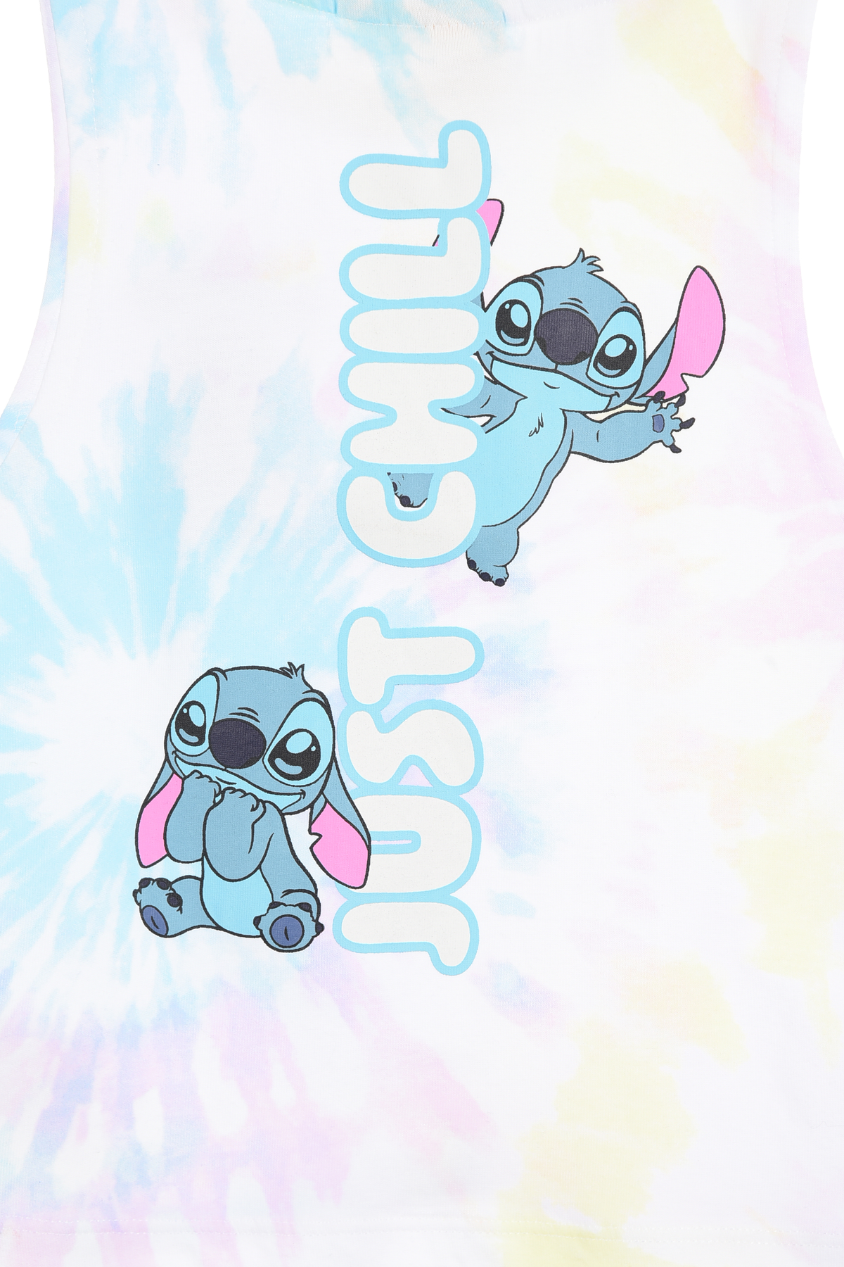 Canotta Stitch DISNEY Bambina Smanicata Tie-Dye con Nodo Frontale 100% Cotone - Ez10051bianco