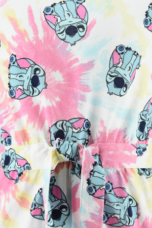 Tutina Corta Stitch DISNEY Bambina Fantasia Tie-Dye con Cintura in Cotone - Ez10068