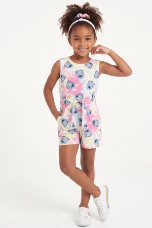 Tutina Corta Stitch DISNEY Bambina Fantasia Tie-Dye con Cintura in Cotone - Ez10068
