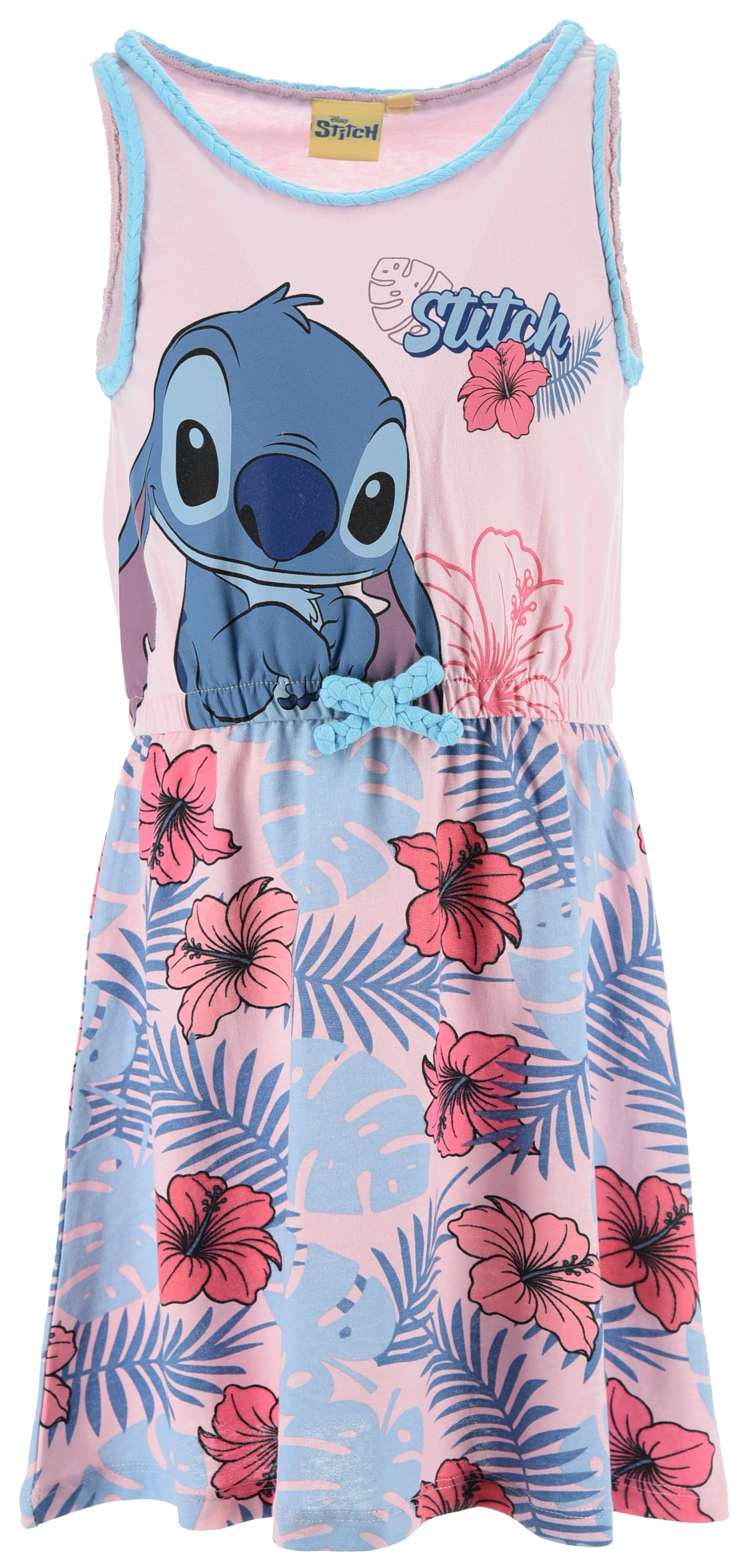 Abito Stitch DISNEY Smanicato Bambina Vestitino Scamiciata in Cotone - Ez10075rosa