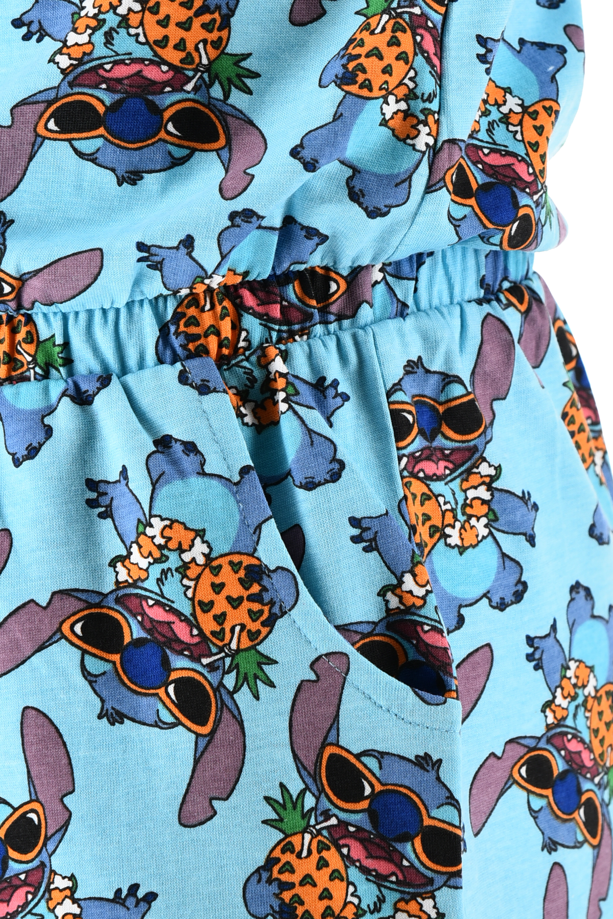 Tutina Corta Stitch DISNEY Bambina Completo con Vita Elastica in Cotone - Ez10069azzurro