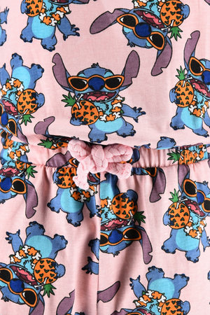 Tutina Corta Stitch DISNEY Bambina Completo con Vita Elastica in Cotone - Ez10069rosa