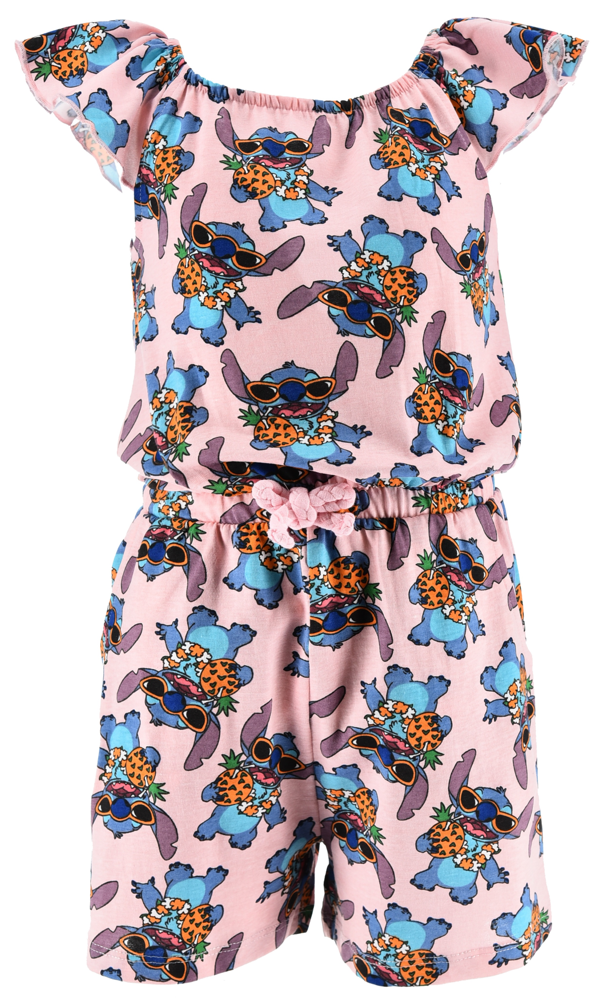 Tutina Corta Stitch DISNEY Bambina Completo con Vita Elastica in Cotone - Ez10069rosa