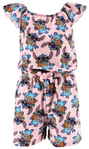Tutina Corta Stitch DISNEY Bambina Completo con Vita Elastica in Cotone - Ez10069rosa
