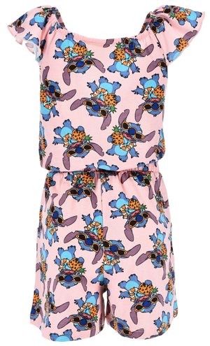 Tutina Corta Stitch DISNEY Bambina Completo con Vita Elastica in Cotone - Ez10069rosa