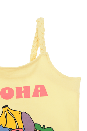 Canotta Stitch Aloha DISNEY Bambina con Spalline Incrociate 100% Cotone - Ez10052giallo
