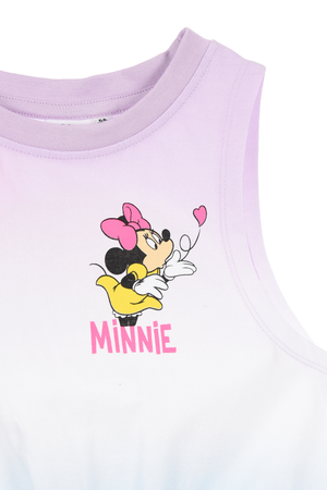 Canotta Minnie Topolino DISNEY Bambina Smanicata Sfumata con Nodo Frontale 100% Cotone - Ez10093lilla