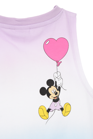 Canotta Minnie Topolino DISNEY Bambina Smanicata Sfumata con Nodo Frontale 100% Cotone - Ez10093lilla