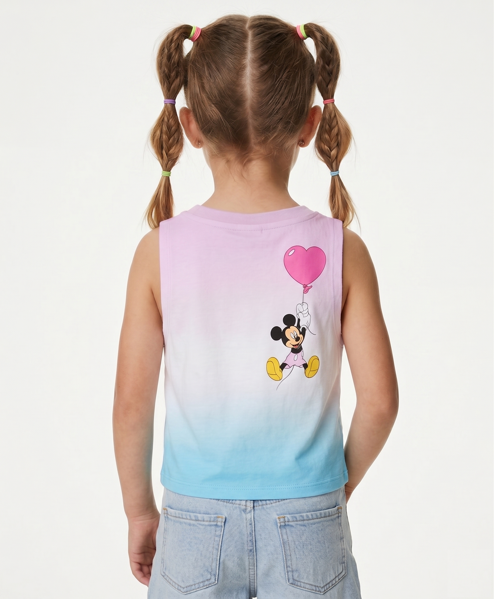 Canotta Minnie Topolino DISNEY Bambina Smanicata Sfumata con Nodo Frontale 100% Cotone - Ez10093lilla