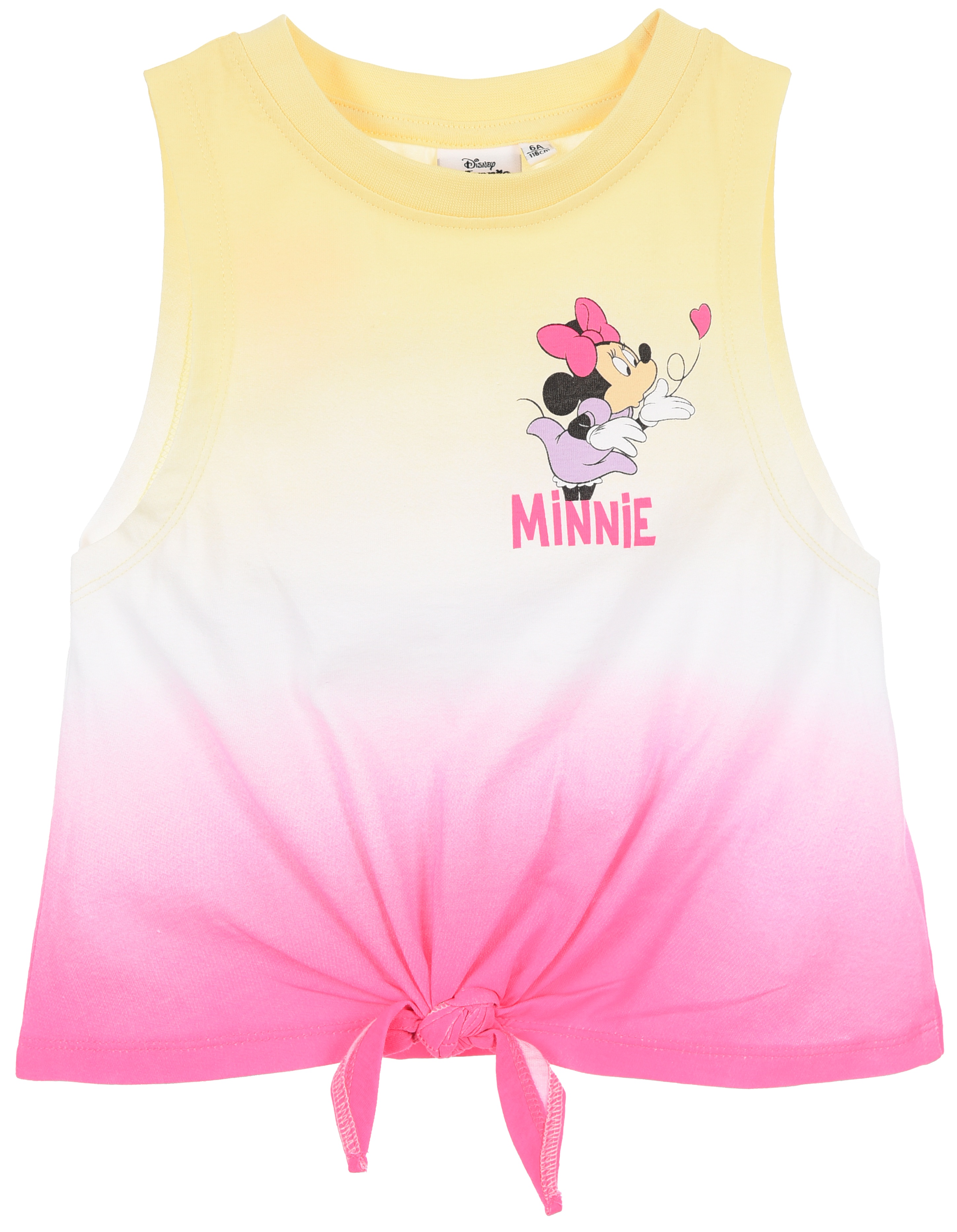 Canotta Minnie Topolino DISNEY Bambina Smanicata Sfumata con Nodo Frontale 100% Cotone - Ez10093giallo