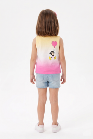 Canotta Minnie Topolino DISNEY Bambina Smanicata Sfumata con Nodo Frontale 100% Cotone - Ez10093giallo