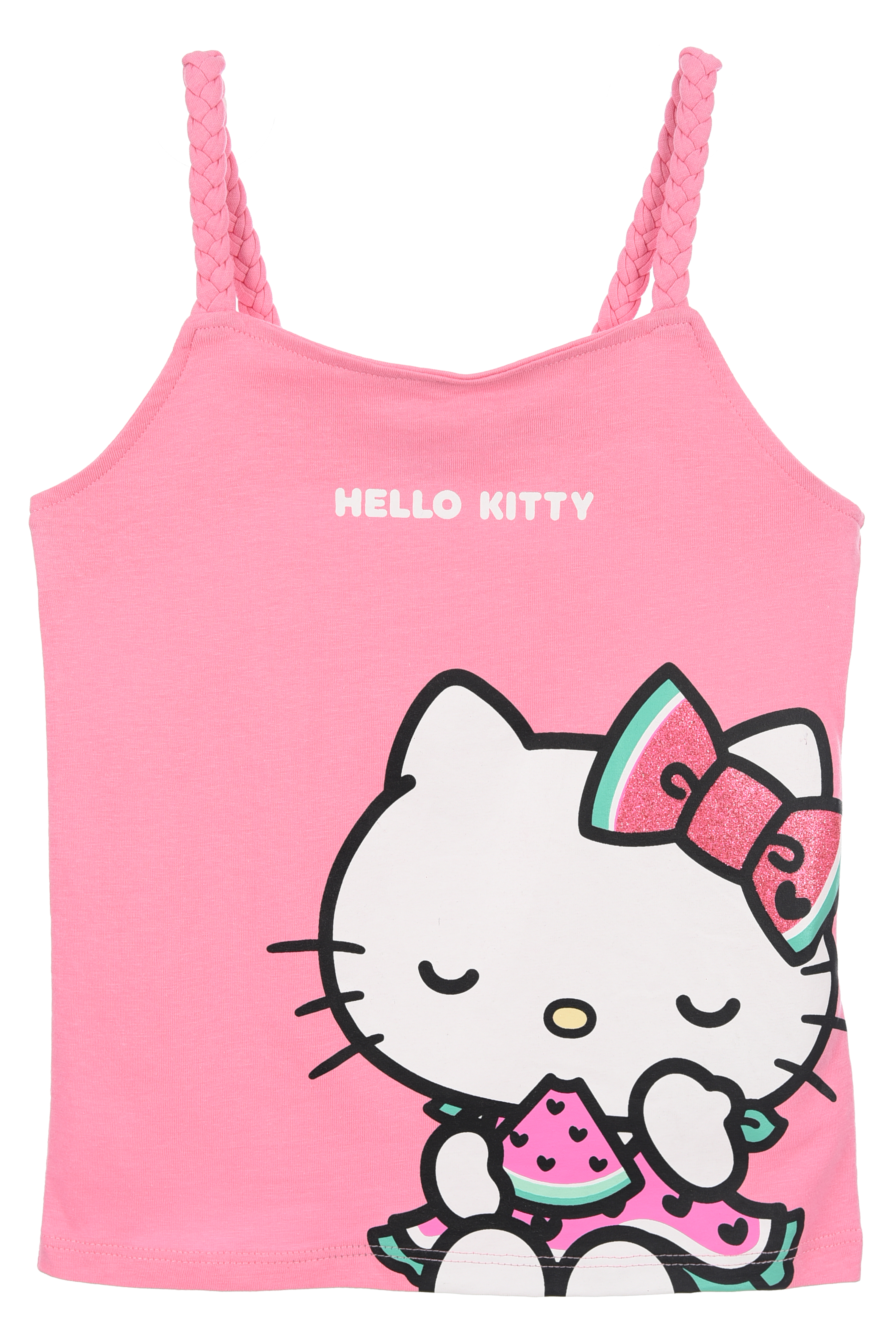Canotta Hello Kitty Sanrio Bambina con Spalline Incrociate 100% Cotone - Ez10033rosa