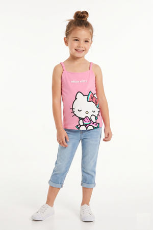 Canotta Hello Kitty Sanrio Bambina con Spalline Incrociate 100% Cotone - Ez10033rosa