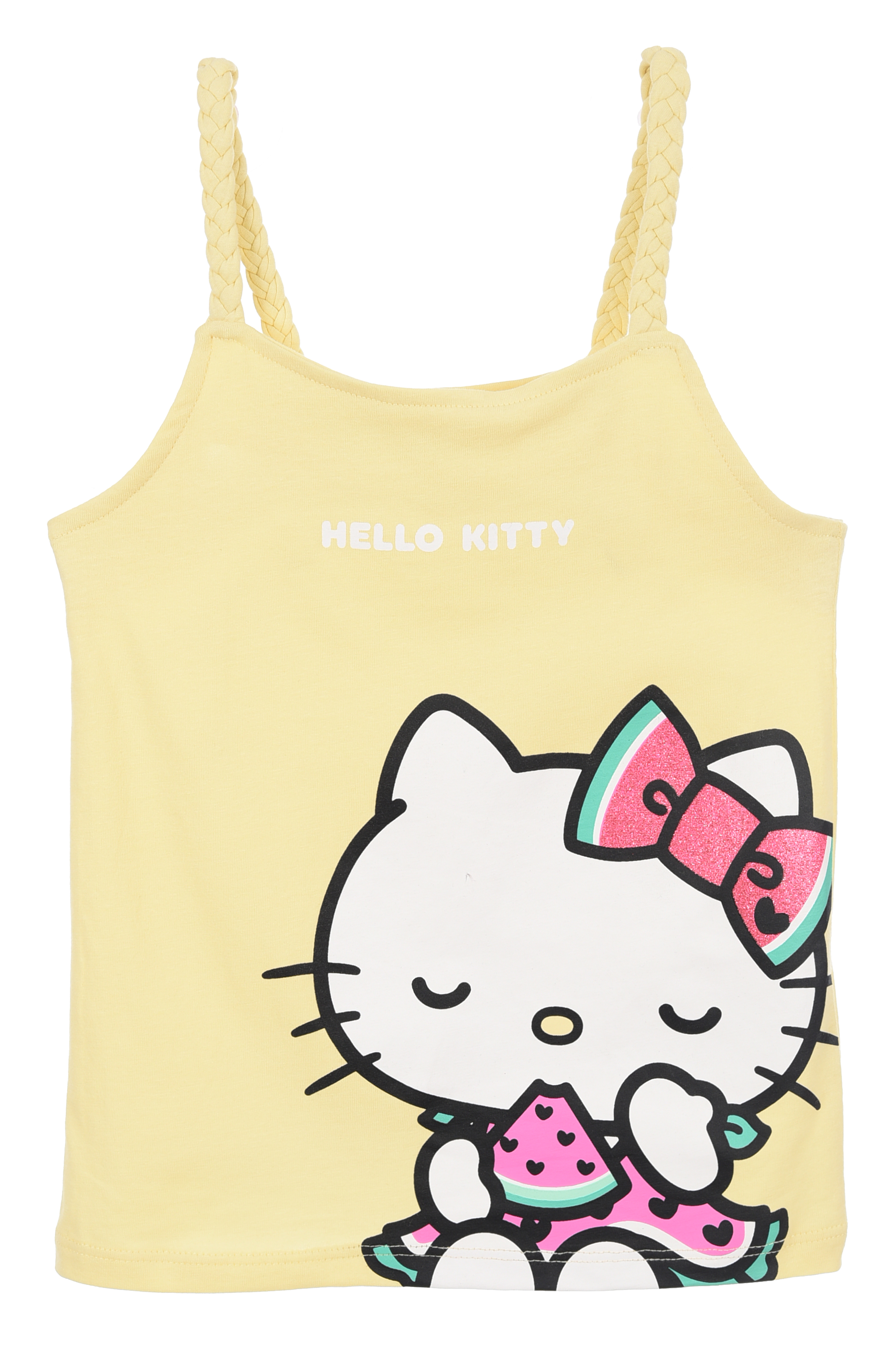 Canotta Hello Kitty Sanrio Bambina con Spalline Incrociate 100% Cotone - Ez10033giallo