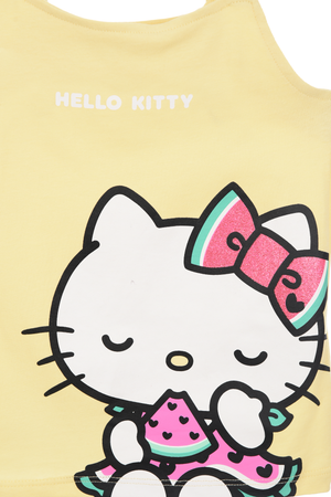 Canotta Hello Kitty Sanrio Bambina con Spalline Incrociate 100% Cotone - Ez10033giallo