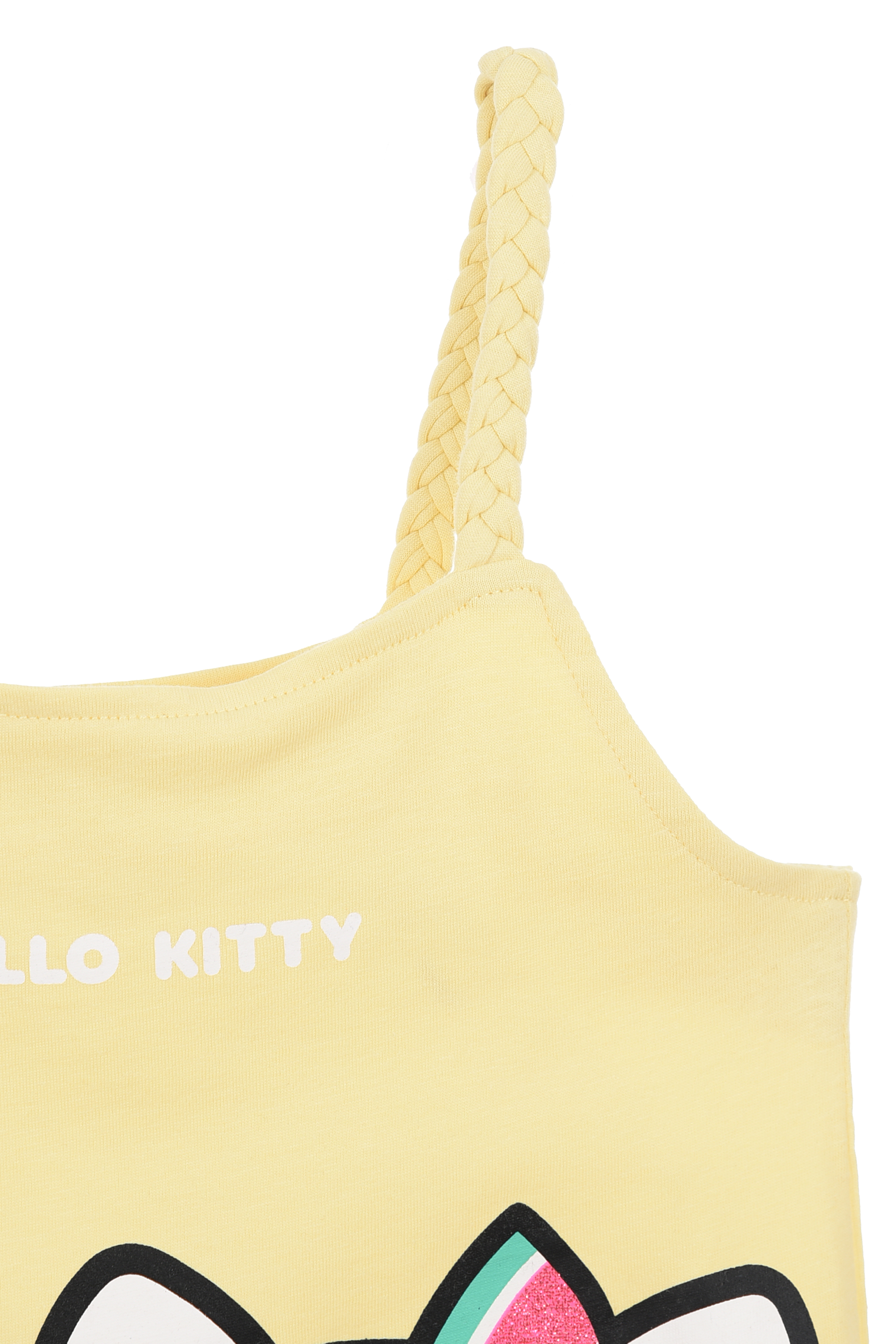 Canotta Hello Kitty Sanrio Bambina con Spalline Incrociate 100% Cotone - Ez10033giallo