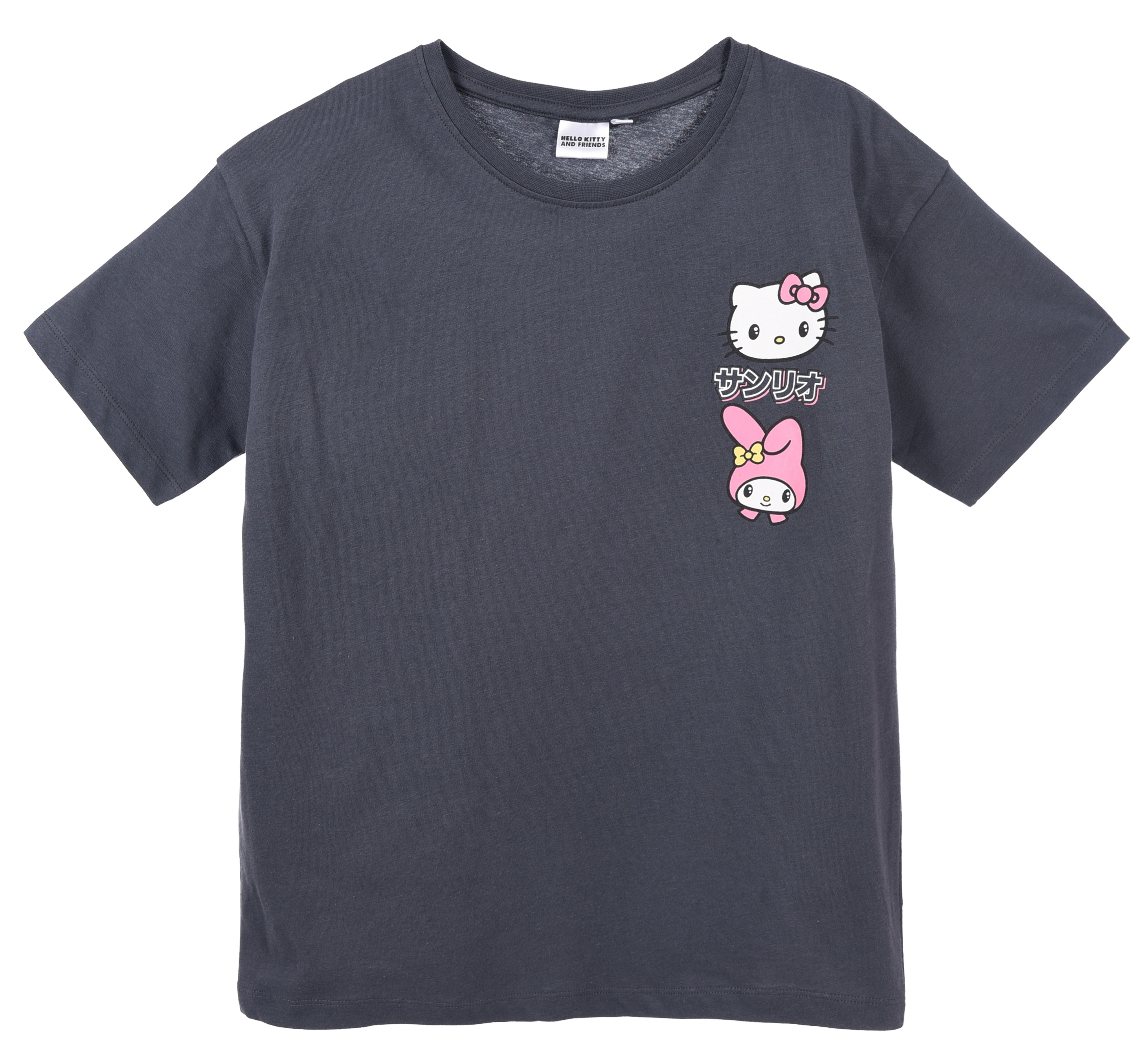 T-Shirt Hello Kitty & Friends Sanrio Maniche Corte Maglietta 100% Cotone Bambina Ragazza - Ez16023grigio