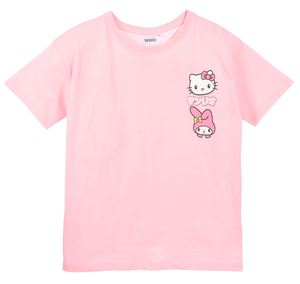 T-Shirt Hello Kitty & Friends Sanrio Maniche Corte Maglietta 100% Cotone Bambina Ragazza - Ez16023rosa