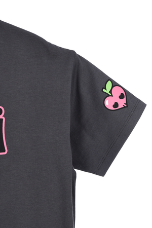 T-Shirt Crop Top Kuromi Sanrio Maglietta Maniche Corte 100% Cotone Ragazzina - Ez16024grigio
