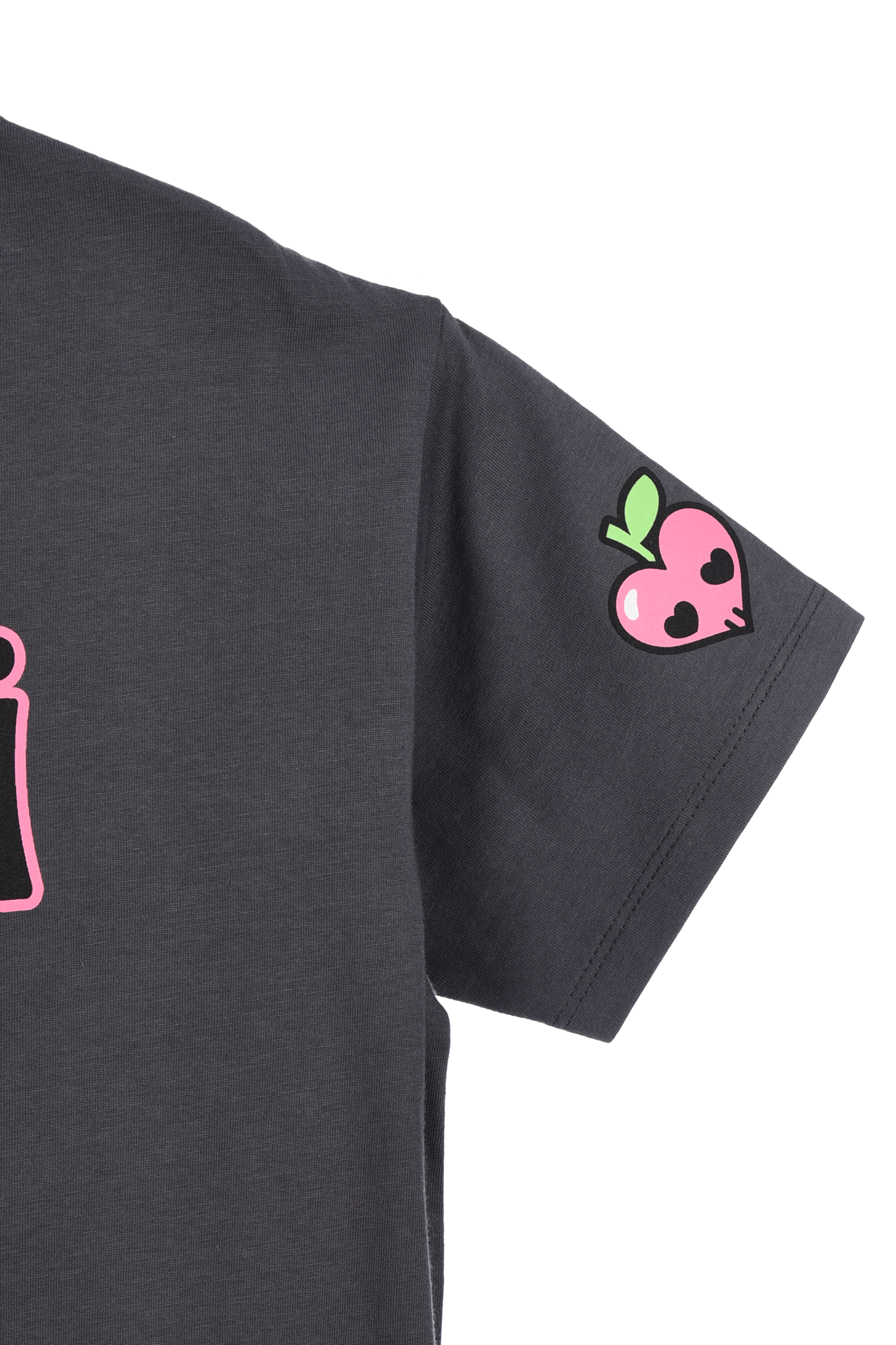 T-Shirt Crop Top Kuromi Sanrio Maglietta Maniche Corte 100% Cotone Ragazzina - Ez16024grigio